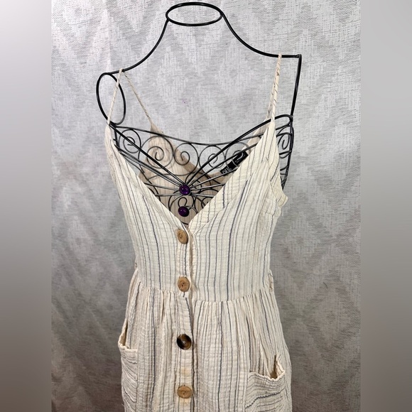 Zara mini striped button up spaghetti strap dress size XS - Picture 8 of 9